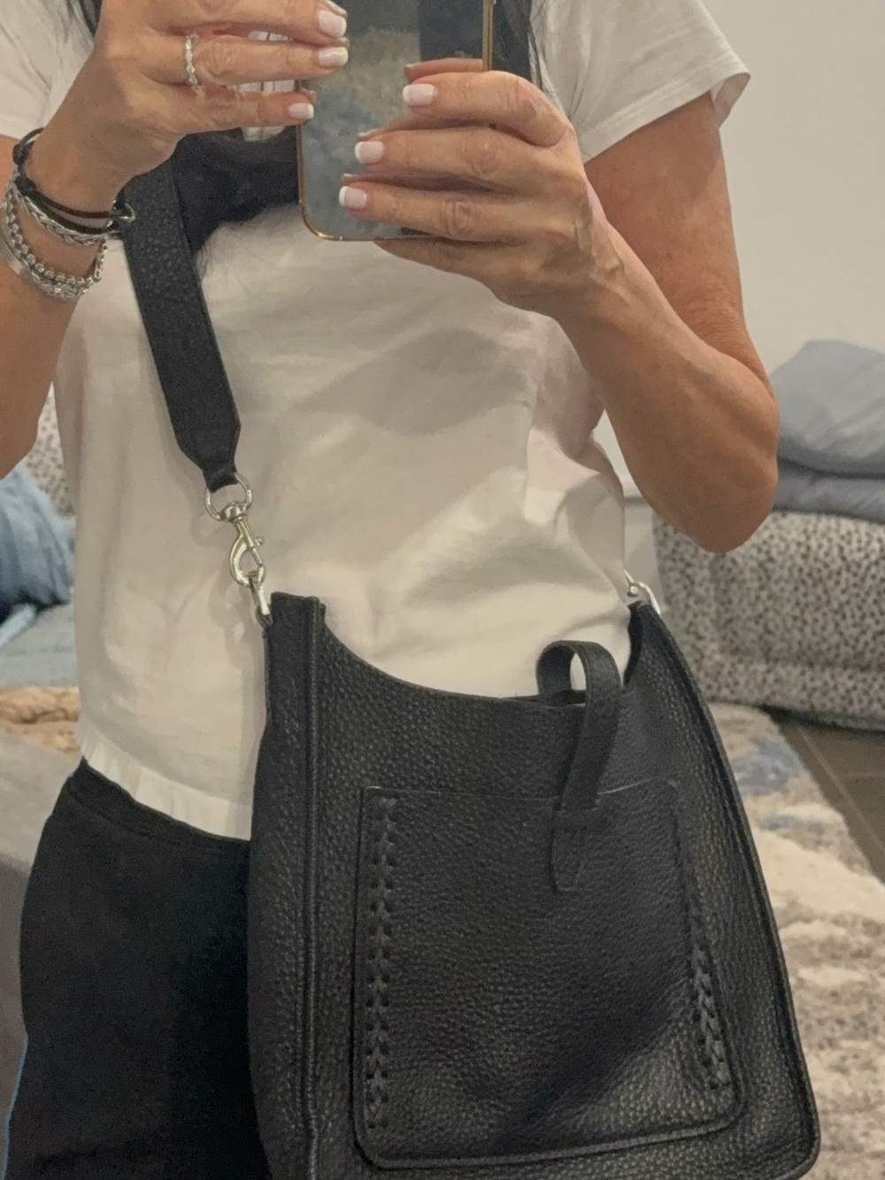 Rebecca Minkoff Black Pebbled Leather Crossbody Bag